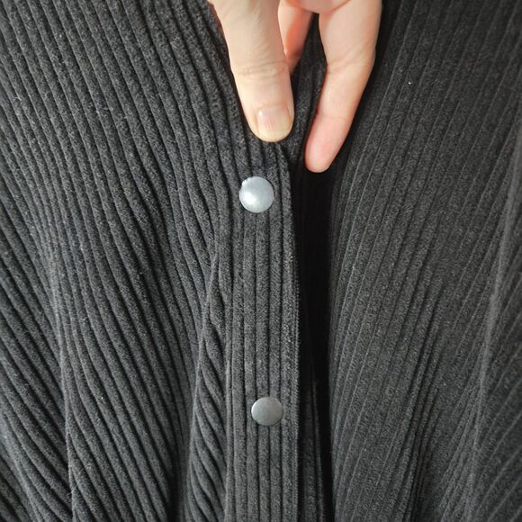 Enkyu Black Ribbed Jumpsuit Black V Neck Short Sleeve Streetwear Barrel Leg - Picture 3 of 7